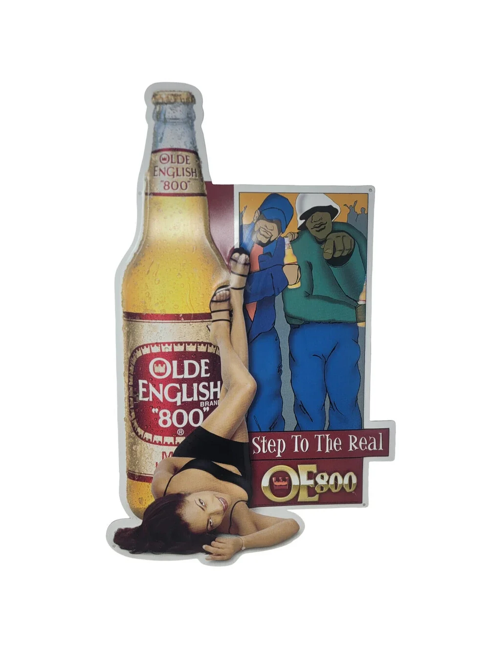 Old English 800 Beer Metal Tin Sign Rare Black RAP Art Step To The Real Y2K